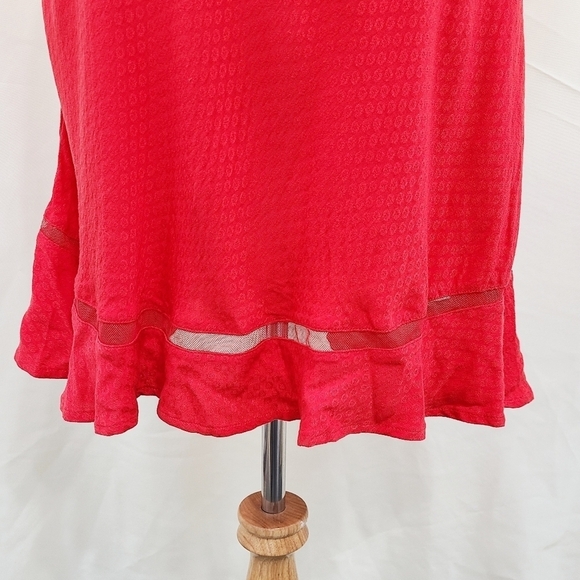 Free People Warm Glow mini dress red puff sleeve western size small NEW NWT - Picture 5 of 8